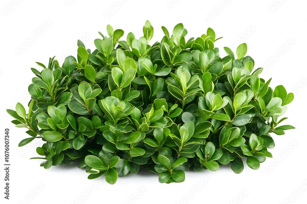 Buxus sempervirens isolated on a white background, close up Buxus sempervirens isolated on a white background, close up
