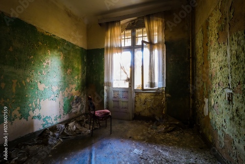 empty chair in an abandoned room