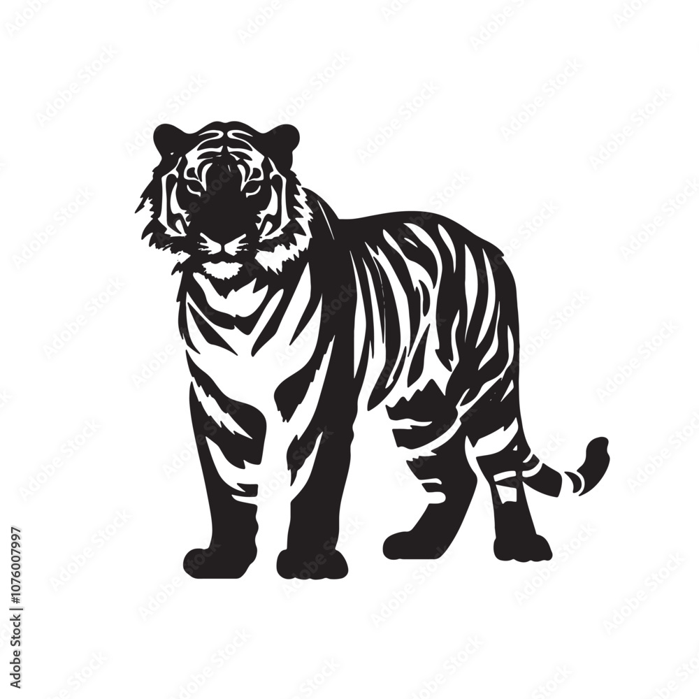 Tiger Silhouette on White Background Simple Tiger Silhouette on White Background Simple