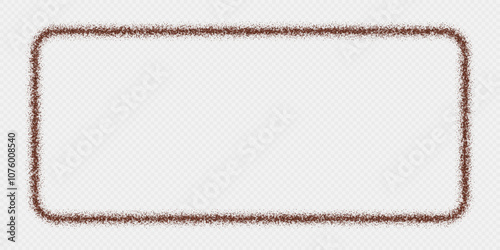 Coffee frame, chocolate border, ground arabica powder in shape of rectangle. Vector illustration.