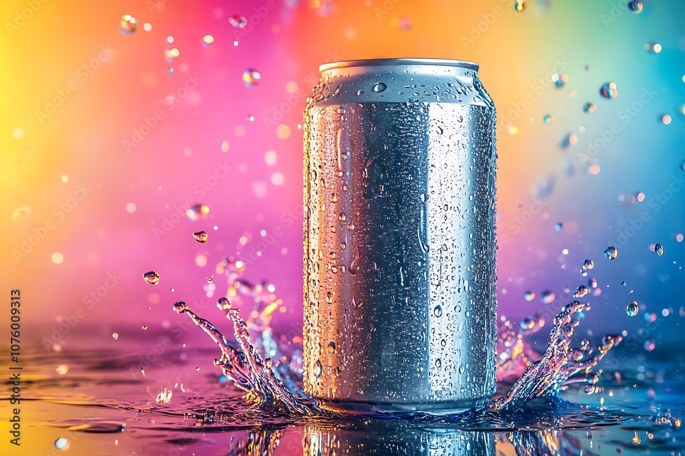 drinking can with water splash drinking can with water splash