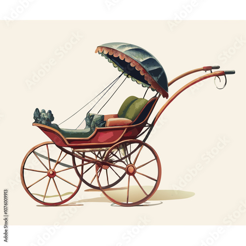 Vintage baby buggy vector illustration (4)