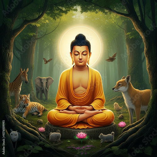 Buddha in meditation within...
