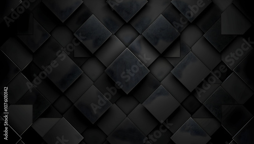 Black abstract background with cubes and blocks. Black abstract wallpaper