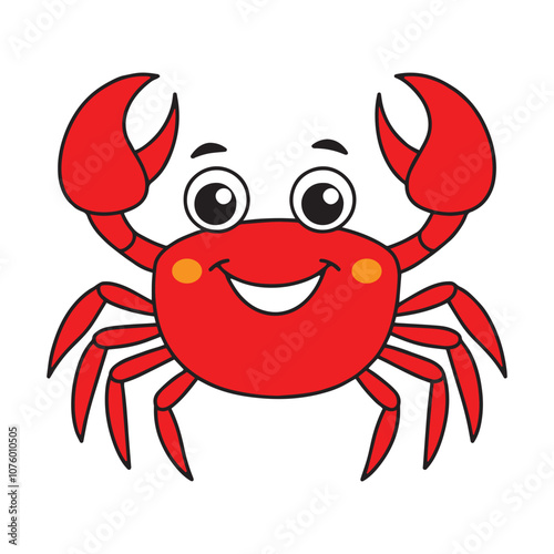 Cute red crab cartoon coloring page illustration vector. For kids coloring book.