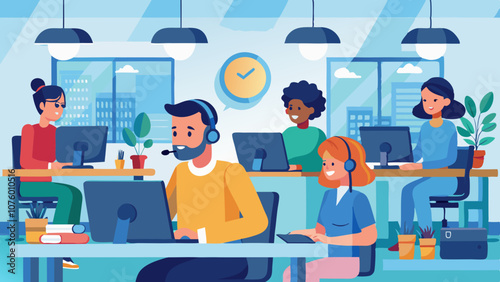A group of people are working in an office