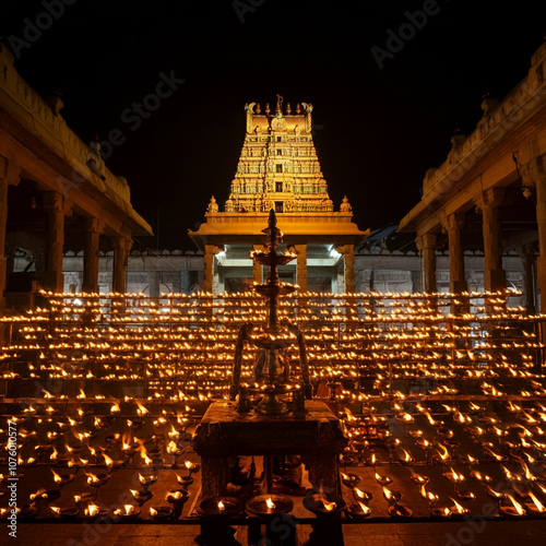 A grand Hindu temple adorne...