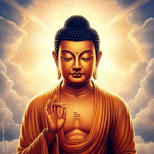 Radiant Buddha with hands i...