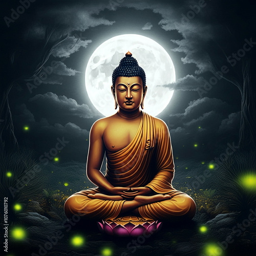 Buddha meditating under the...