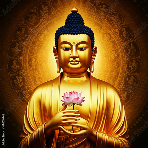 Buddha holding a blooming l...
