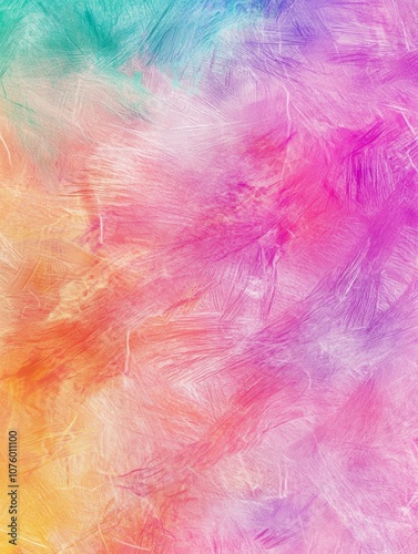 A colorful abstract background with soft, blended hues of pink, orange, and blue.