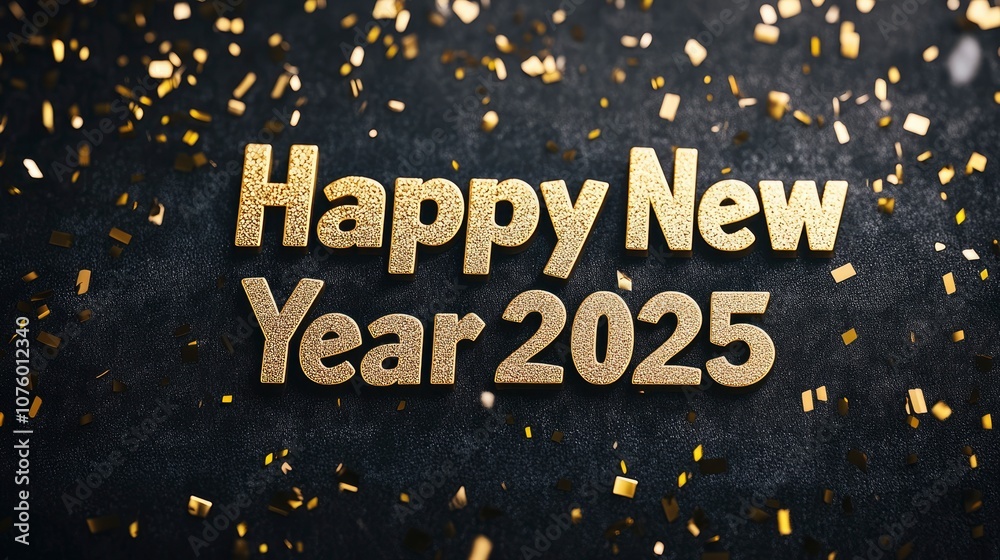 Recognizing New Year 2025 written in shimmering gold letters on a textured black velvet background, exuding luxury and elegance. Recognizing New Year 2025 written in shimmering gold letters on a textured black velvet background, exuding luxury and elegance.