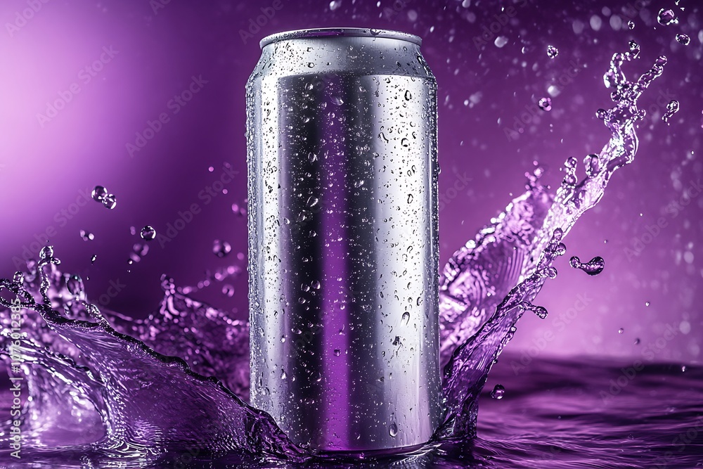 3D illustration of water crashing into a can 3D illustration of water crashing into a can