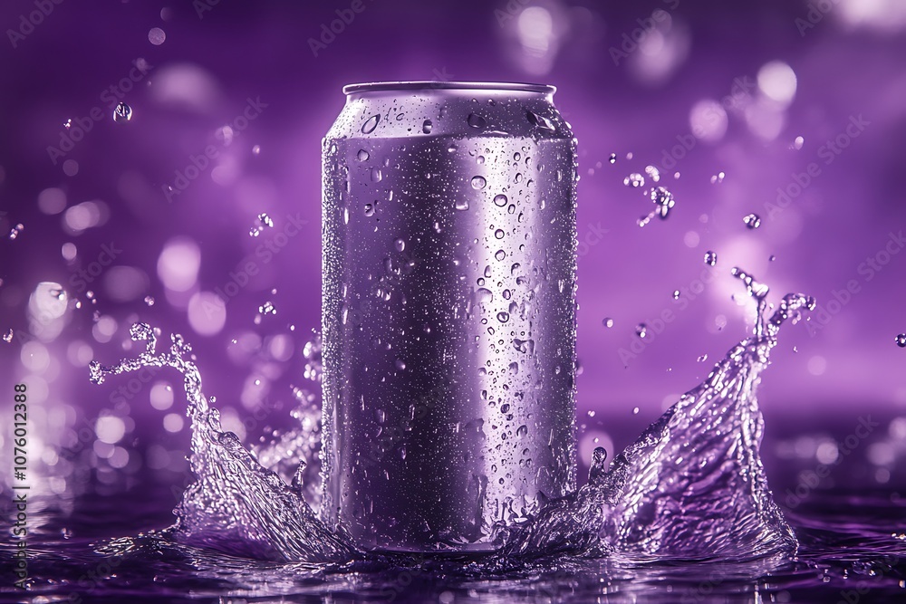 3D illustration of water crashing into a can