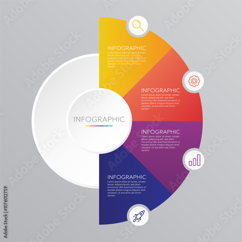 Circle chart infographic template with 4 options for presentations