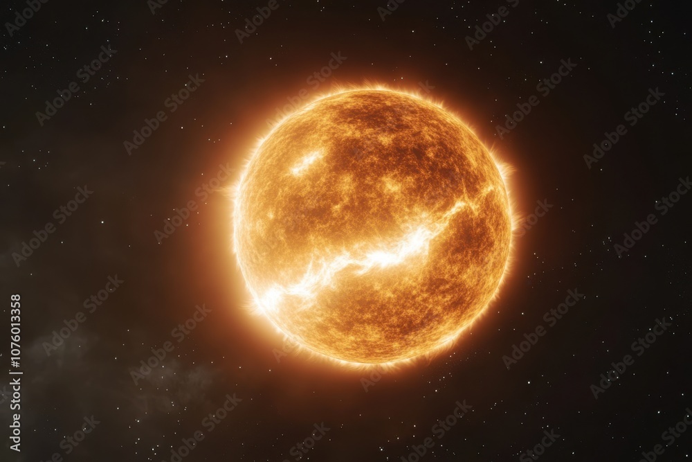 Intense Sun Glow in Black Space Background Intense Sun Glow in Black Space Background