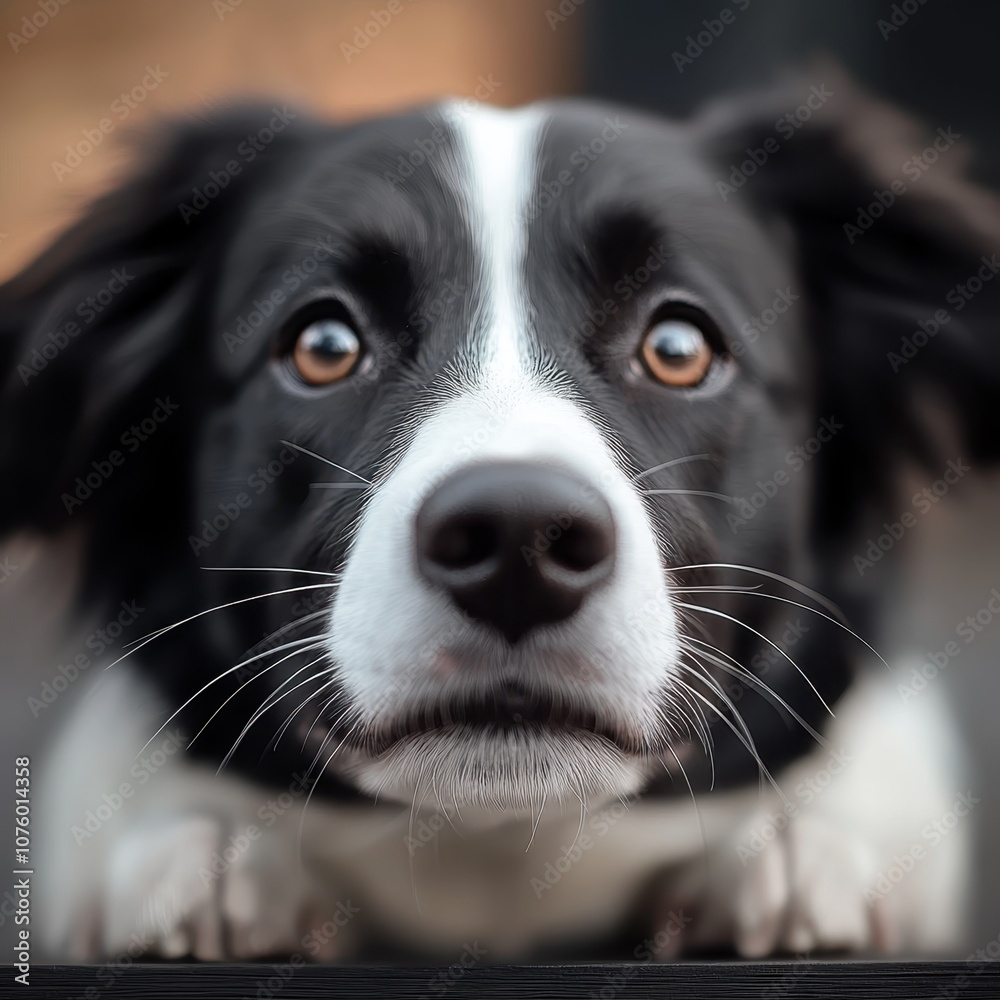 Black and White Border Collie Portrait Black and White Border Collie Portrait