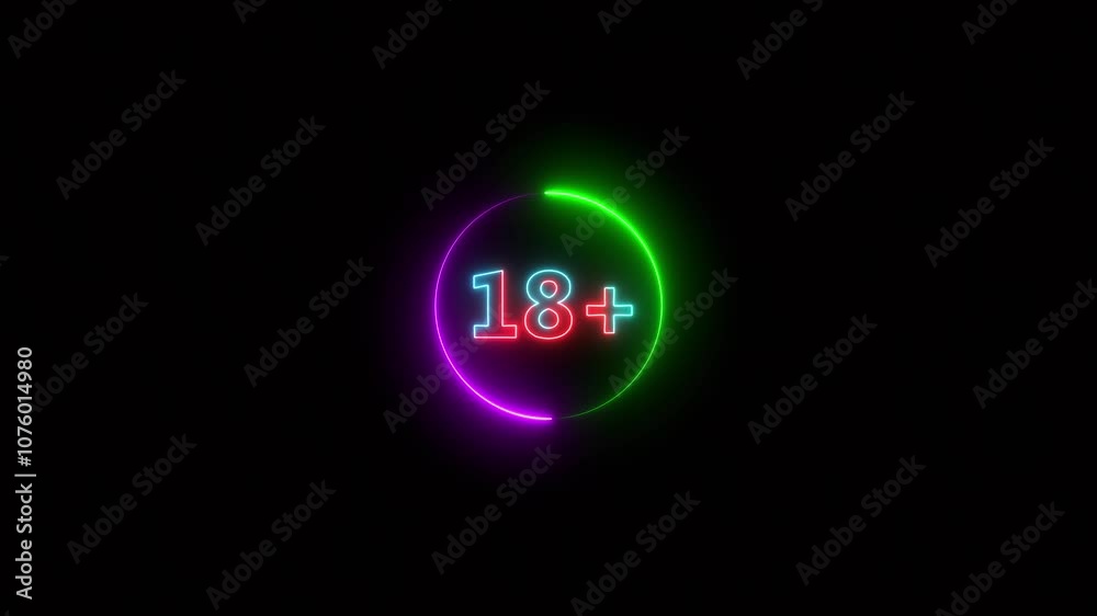 18 Plus movie icon . Adult content. Under 18 years sign. 18 Not Allowed Sign Animation Video.  Over 18 only censored. eighteen age older. 4K animation