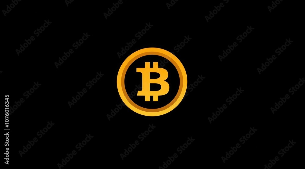 Gold dollar badges showering in bitcoin sign Gold dollar badges showering in bitcoin sign