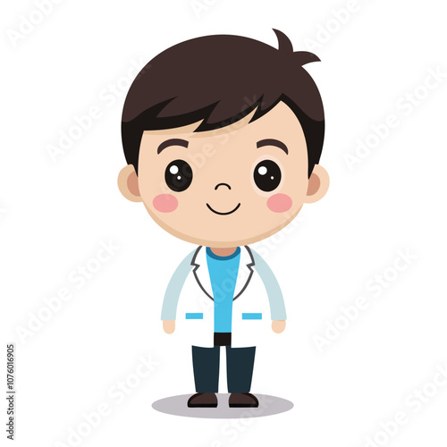 cute little male doctor vector illustration 