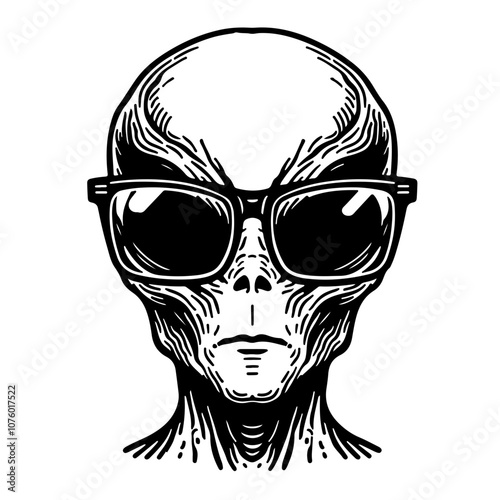 Alien In Glasses Vector Logo