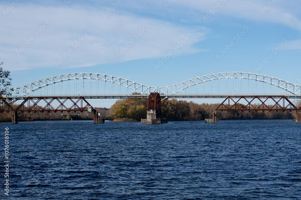 Naklejka premium Bridges over a blue river