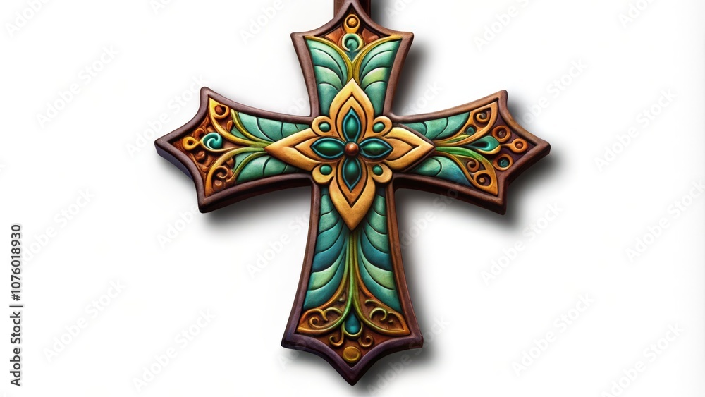 Ornate Wooden Cross with Intricate Floral Design Ornate Wooden Cross with Intricate Floral Design
