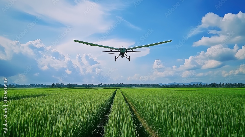 Drone Flying Over Green Fields Drone Flying Over Green Fields