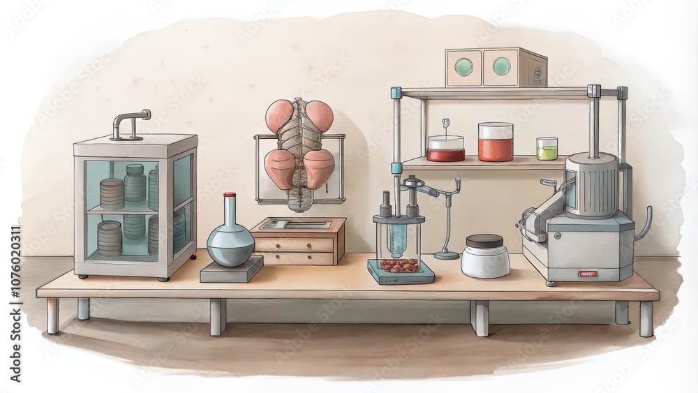 A Science Lab with Equipment and a Specimen of a Fly A Science Lab with Equipment and a Specimen of a Fly