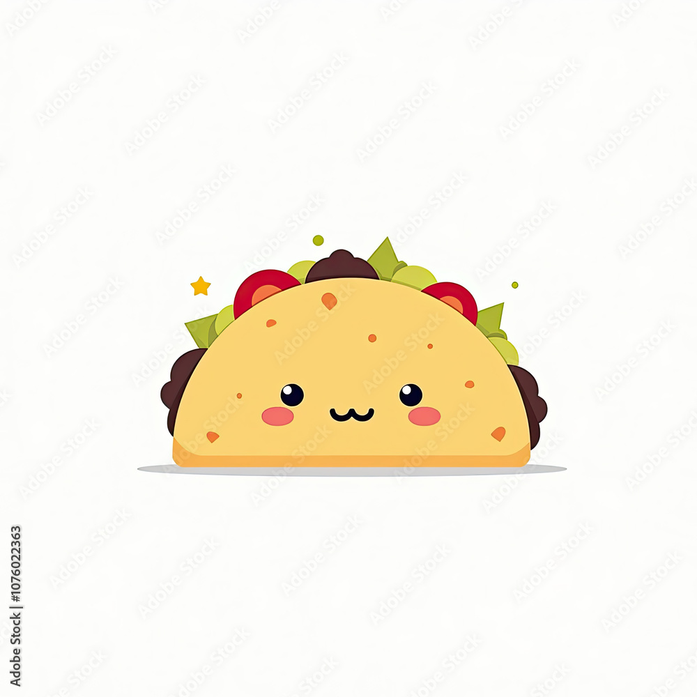 Playful cartoon of a taco with a happy face, perfect for children’s designs or food-themed illustrations Playful cartoon of a taco with a happy face, perfect for children’s designs or food-themed illustrations