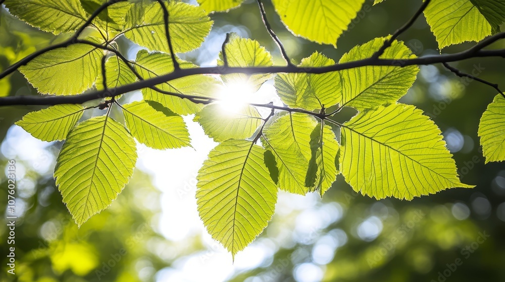 Sunlit Green Leaves Tree Branch Nature Spring Summer Foliage Sunlit Green Leaves Tree Branch Nature Spring Summer Foliage