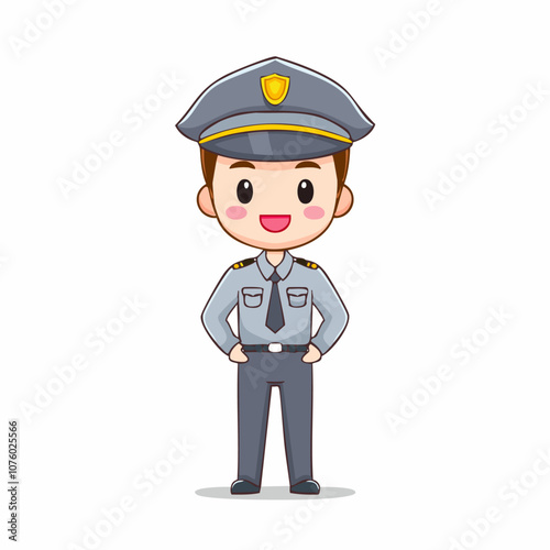 Security Guard Cute Worker Work Job Profession Professional Occupation Cartoon Character
