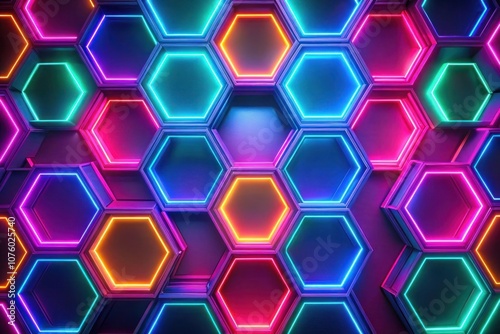 Neon Hexagons Background