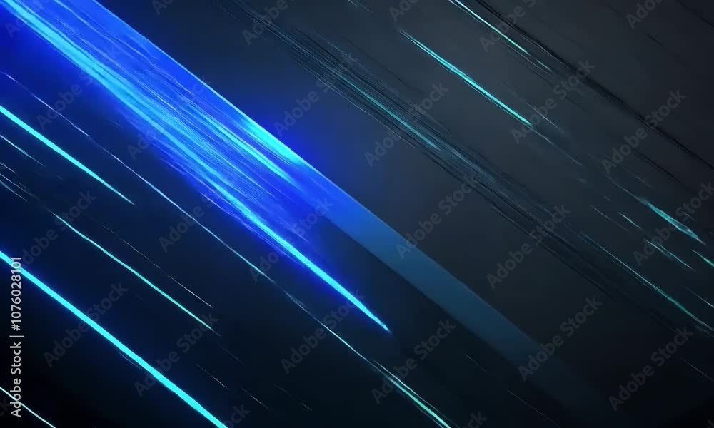 4K animation neon blue abstract glowing lines on a black background, featuring futuristic geometric shapes and fluid stripes, perfect for technology-inspired designs or high-tech digital art.