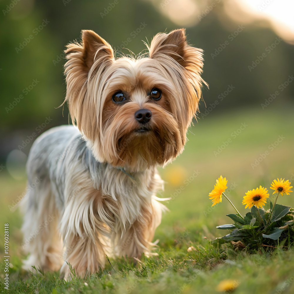 The Yorkshire Terrier, or Yorkie, is a small, energetic dog known for its silky coat. The Yorkshire Terrier, or Yorkie, is a small, energetic dog known for its silky coat.