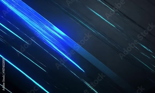 4K animation neon blue abstract glowing lines on a black background, featuring futuristic geometric shapes and fluid stripes, perfect for technology-inspired designs or high-tech digital art.