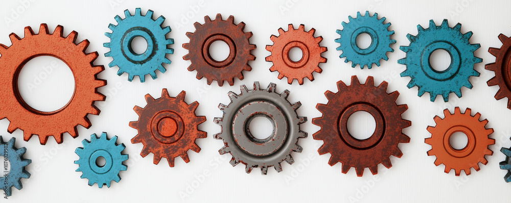 A colorful arrangement of gears and cogs, showcasing industry and engineering concepts. A colorful arrangement of gears and cogs, showcasing industry and engineering concepts.