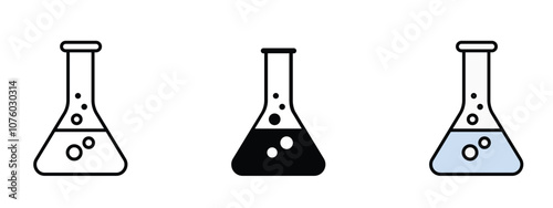  set of laboratory flasks, set of laboratory glassware