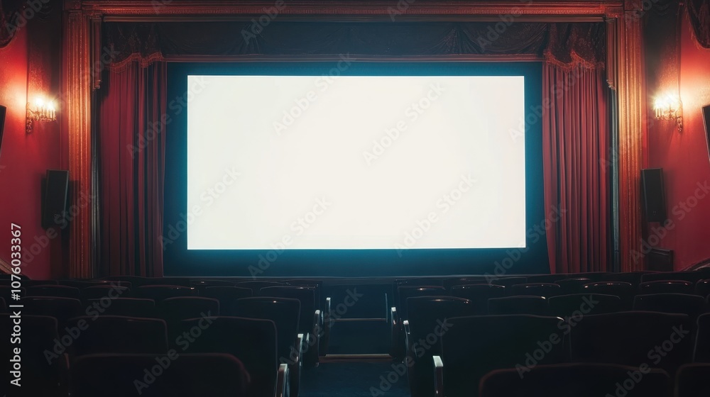 Empty Cinema with Red Curtains	