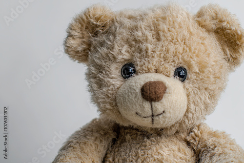 Cute teddy bear isolated on white background, toy