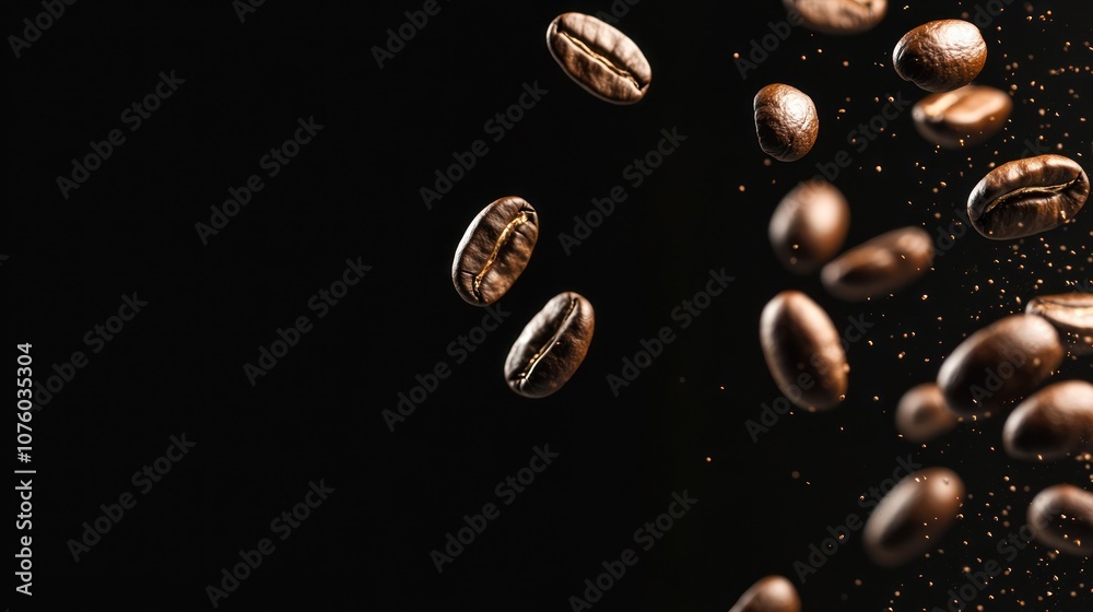 Coffee Beans Falling in Motion Coffee Beans Falling in Motion