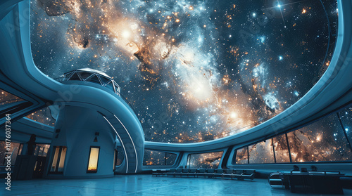 A star scape galaxy open skylight, arcane observatory laboratory.