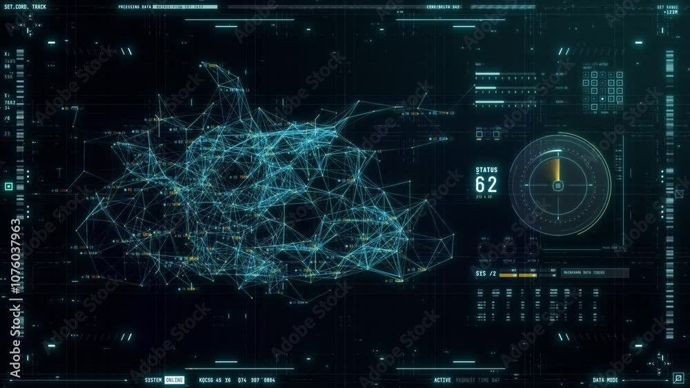 Advanced HUD interface. Blue future head up display screen, Digital technology background concept