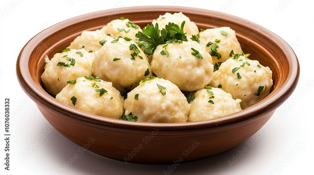 Beautifully Arranged Dumplings on a Rustic Plate Beautifully Arranged Dumplings on a Rustic Plate