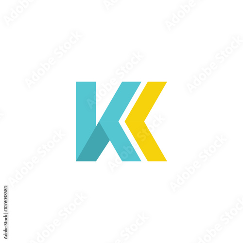 Free Download This is a geometric logo design of a capital letter K with an arrow facing left in green and yellow color - GFXLoad