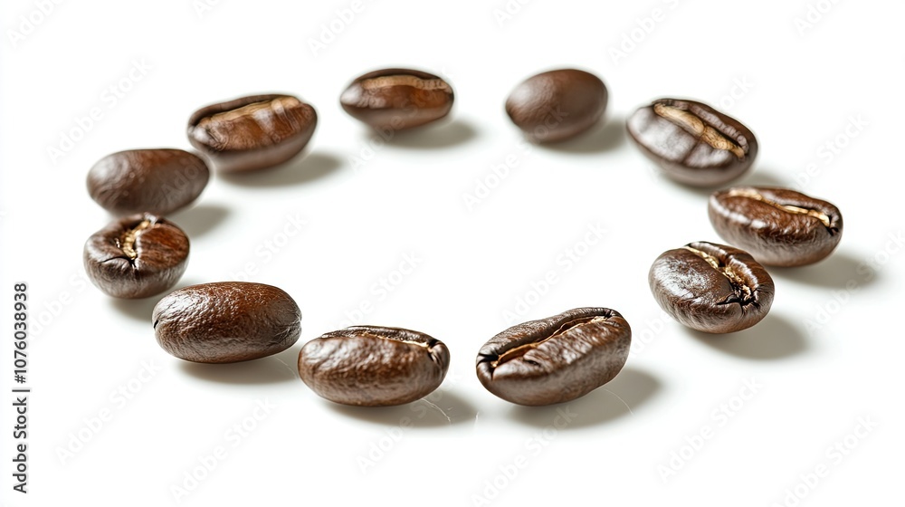 Freshly Roasted Coffee Beans in a Circular Arrangement Freshly Roasted Coffee Beans in a Circular Arrangement
