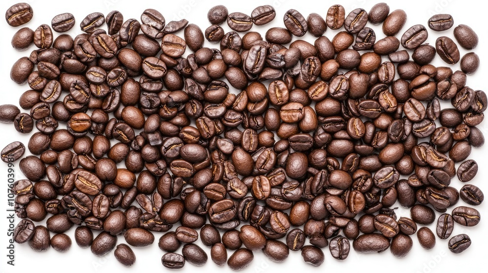Whole Coffee Beans Scattered on White Background Whole Coffee Beans Scattered on White Background