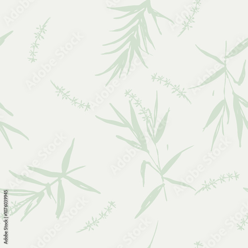 Wallpaper Mural bamboo leaves seamless pattern white background Torontodigital.ca