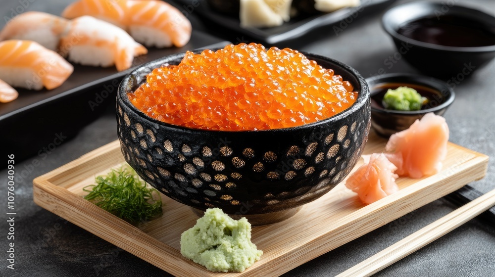 Fresh Salmon Roe in Stylish Serving Bowl Fresh Salmon Roe in Stylish Serving Bowl