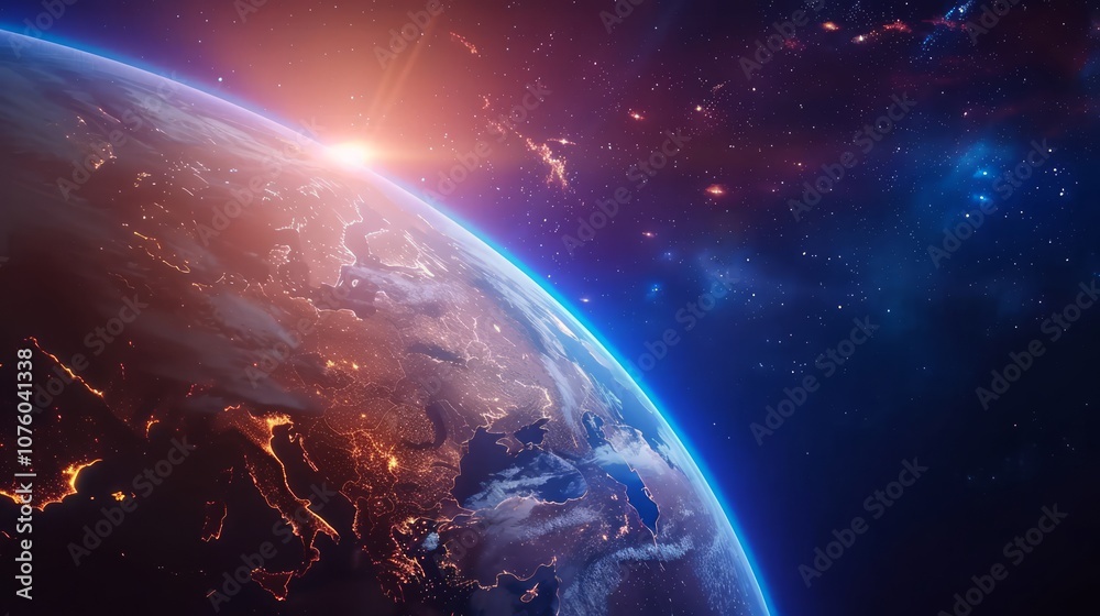 Obraz premium Astronaut Gazing at Earth from Space Silhouette